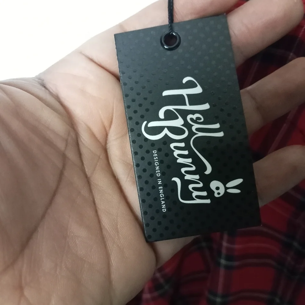 Hell Bunny Irvine Pinafore Red Tartan Plaid Dress